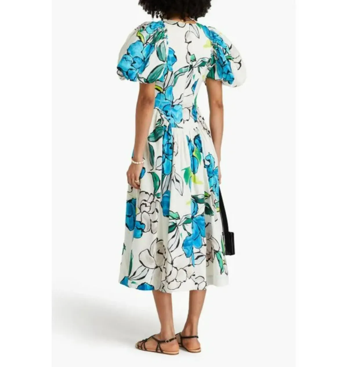 Aje Pedestal Linen-blend Midi Dress Floral Print Size AU 16 - Image 2