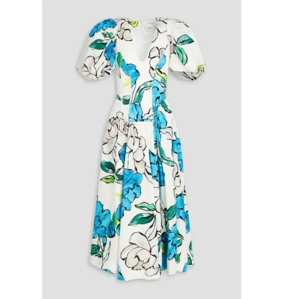 Aje Pedestal Linen-blend Midi Dress Floral Print Size AU 16 - Image 3