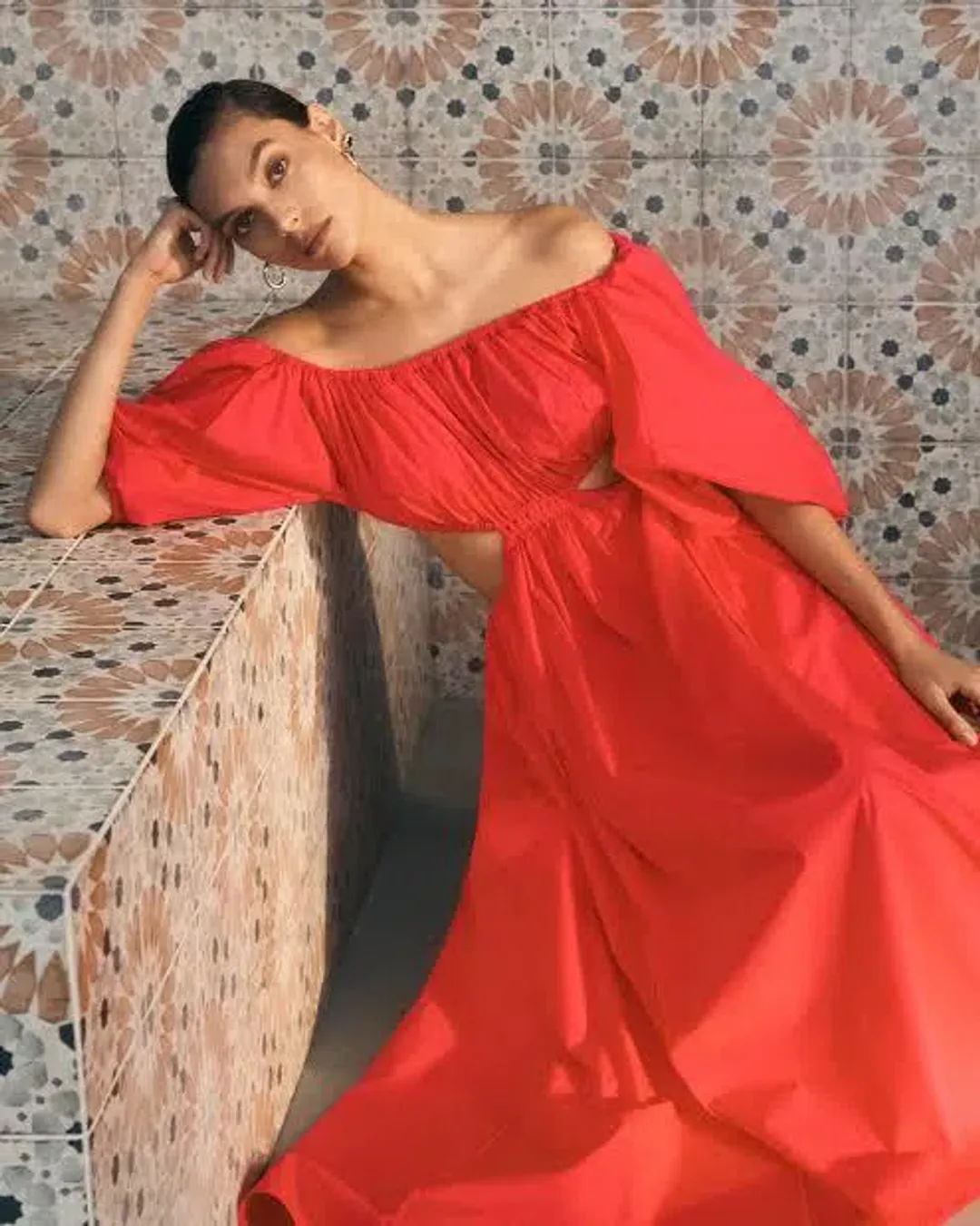 Scanlan Theodore Parachute Cotton Gather Dress Poppy Size 10 for rent on The Volte - main image