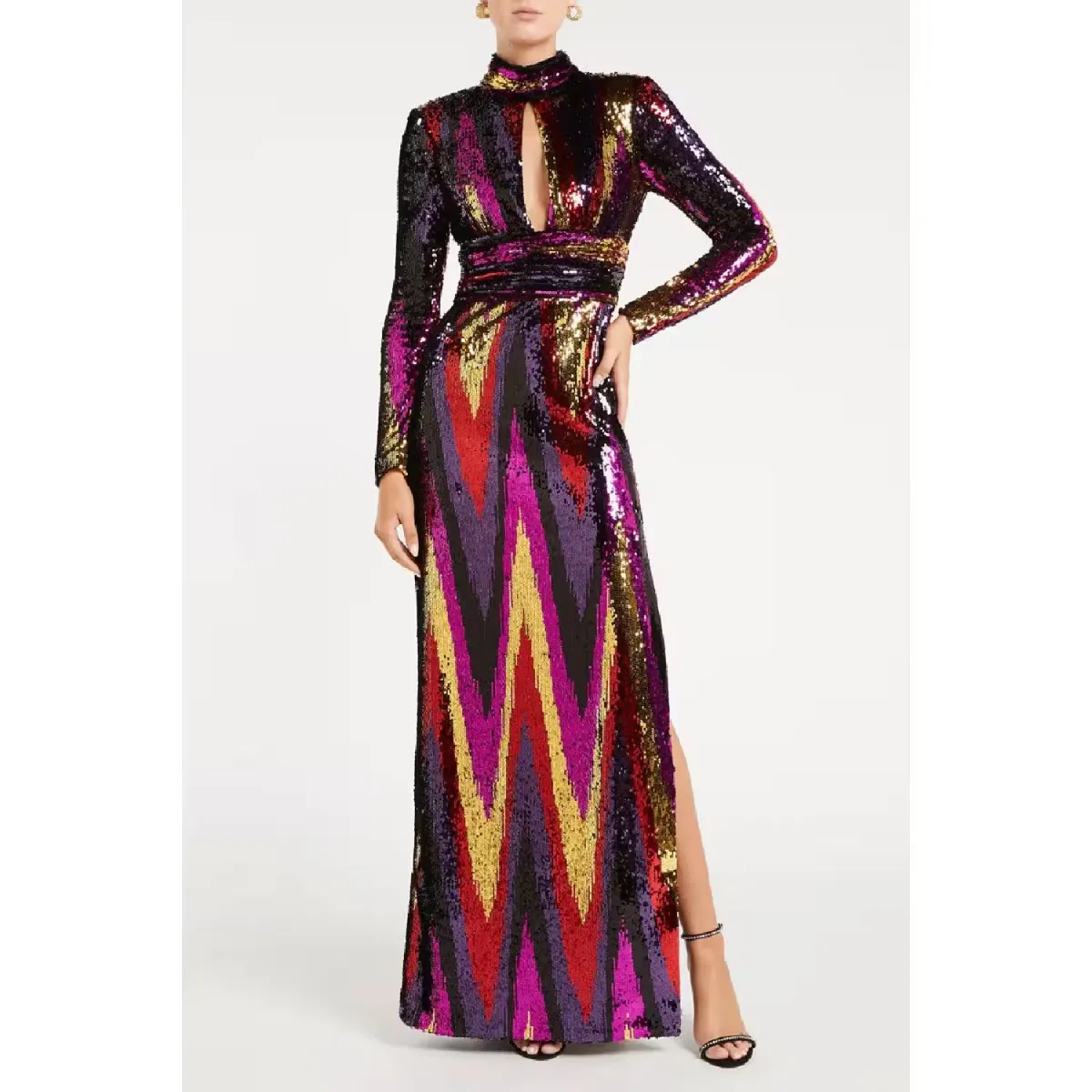 Rebecca Vallance Kaia Zig Zag Gown Multi Size 10 - Image 1