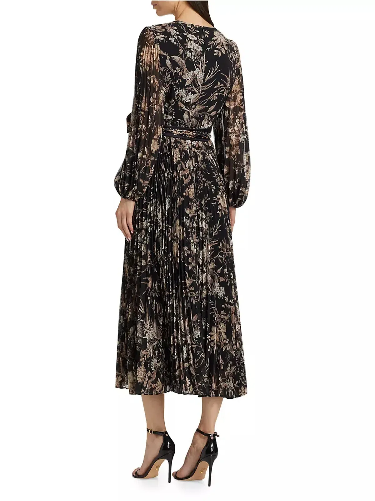 Zimmermann Sunray Long Sleeve Midi Dress in Black Mockingbird Size 1 / AU 10 - Image 3
