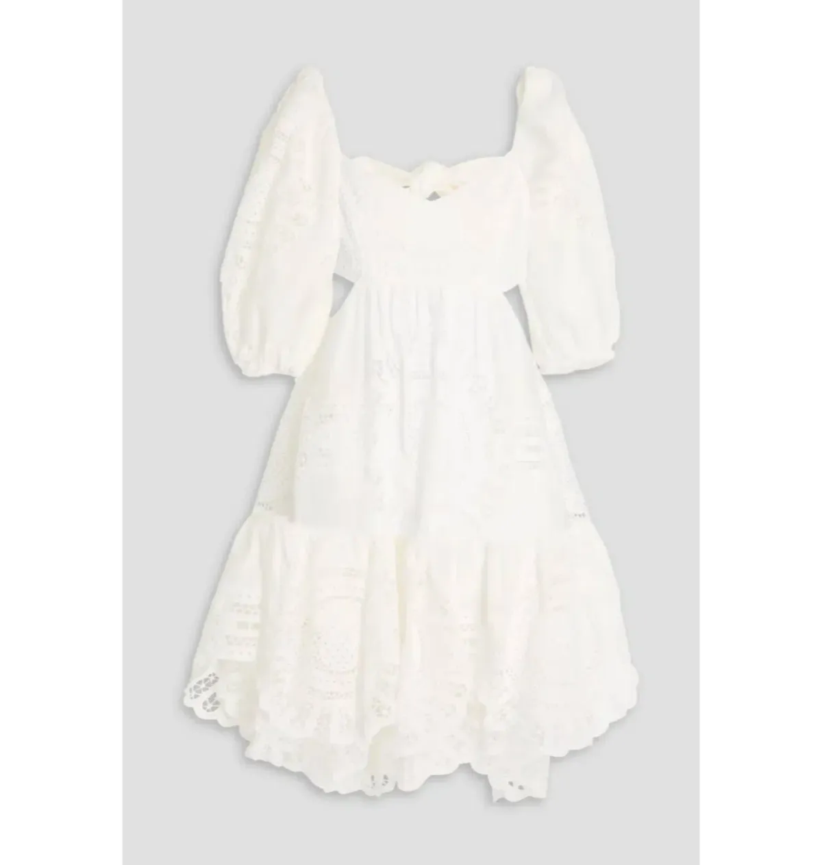 Zimmermann Cutout Broderie Anglaise Linen Mini Dress White Size 1 / AU 10 - Image 3