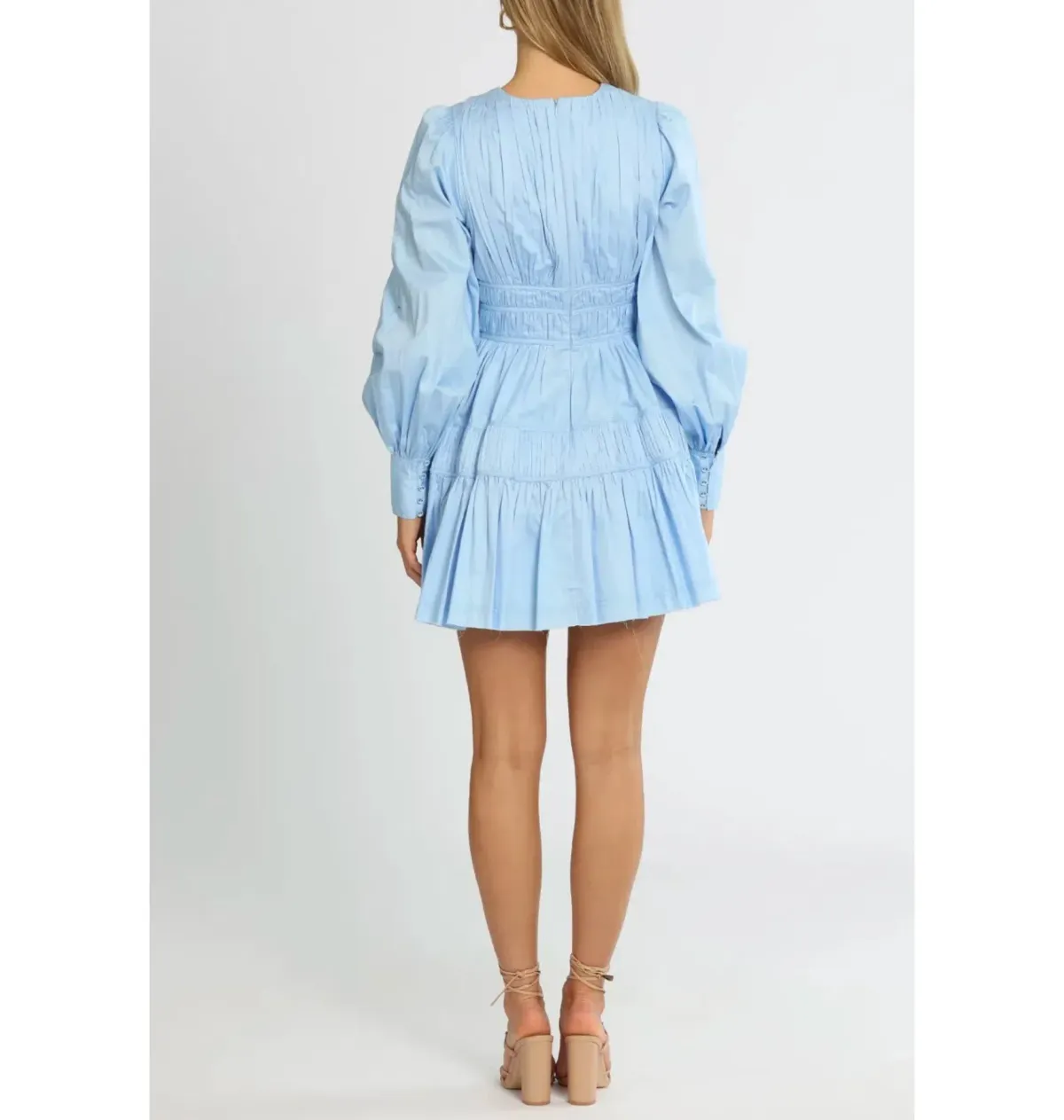 Aje Fallingwater Gathered Mini Dress in Powder Blue Size AU 8 - Image 3