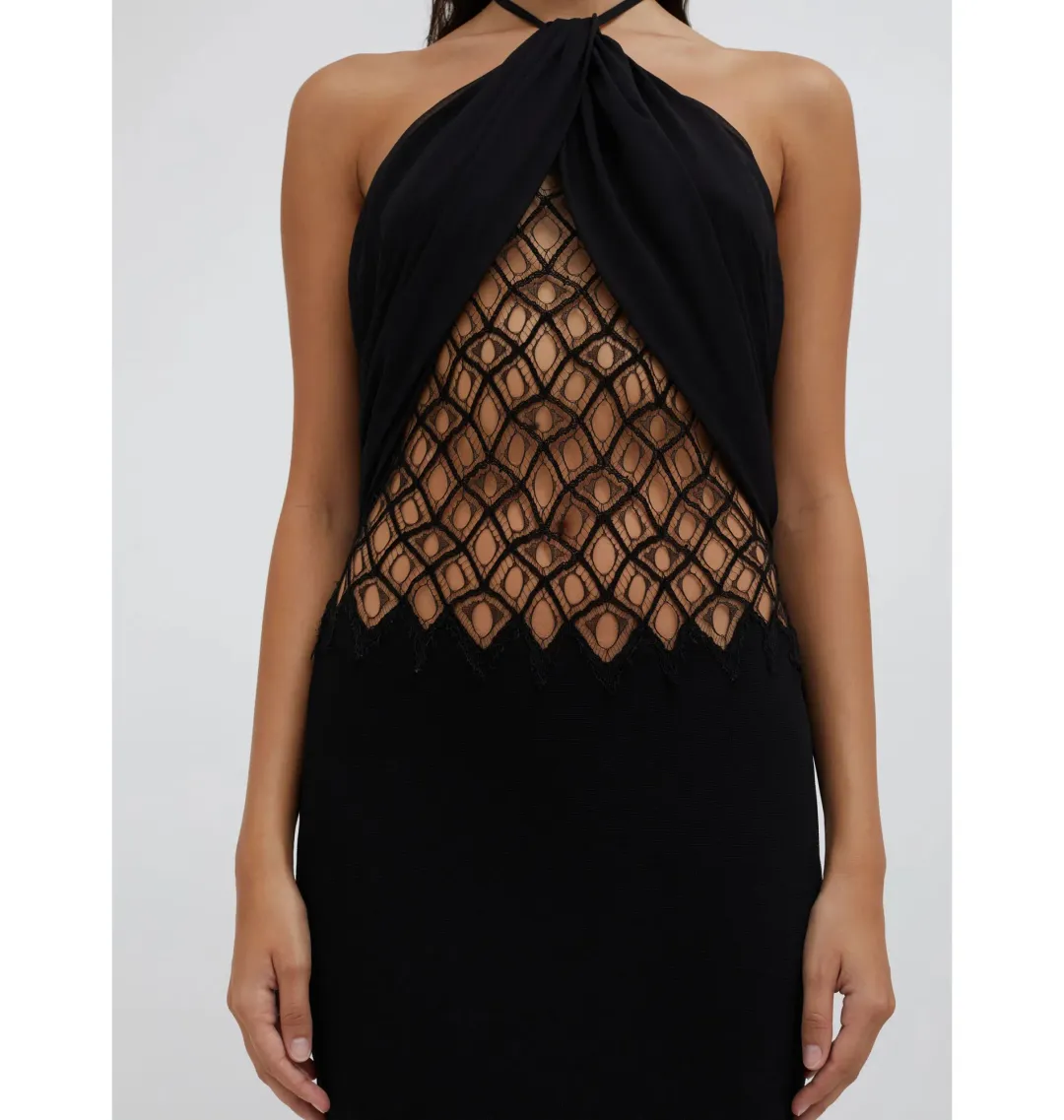 Christopher Esber Fluted Silk Column Dress Black Size AU 8 for rent on The Volte - main image