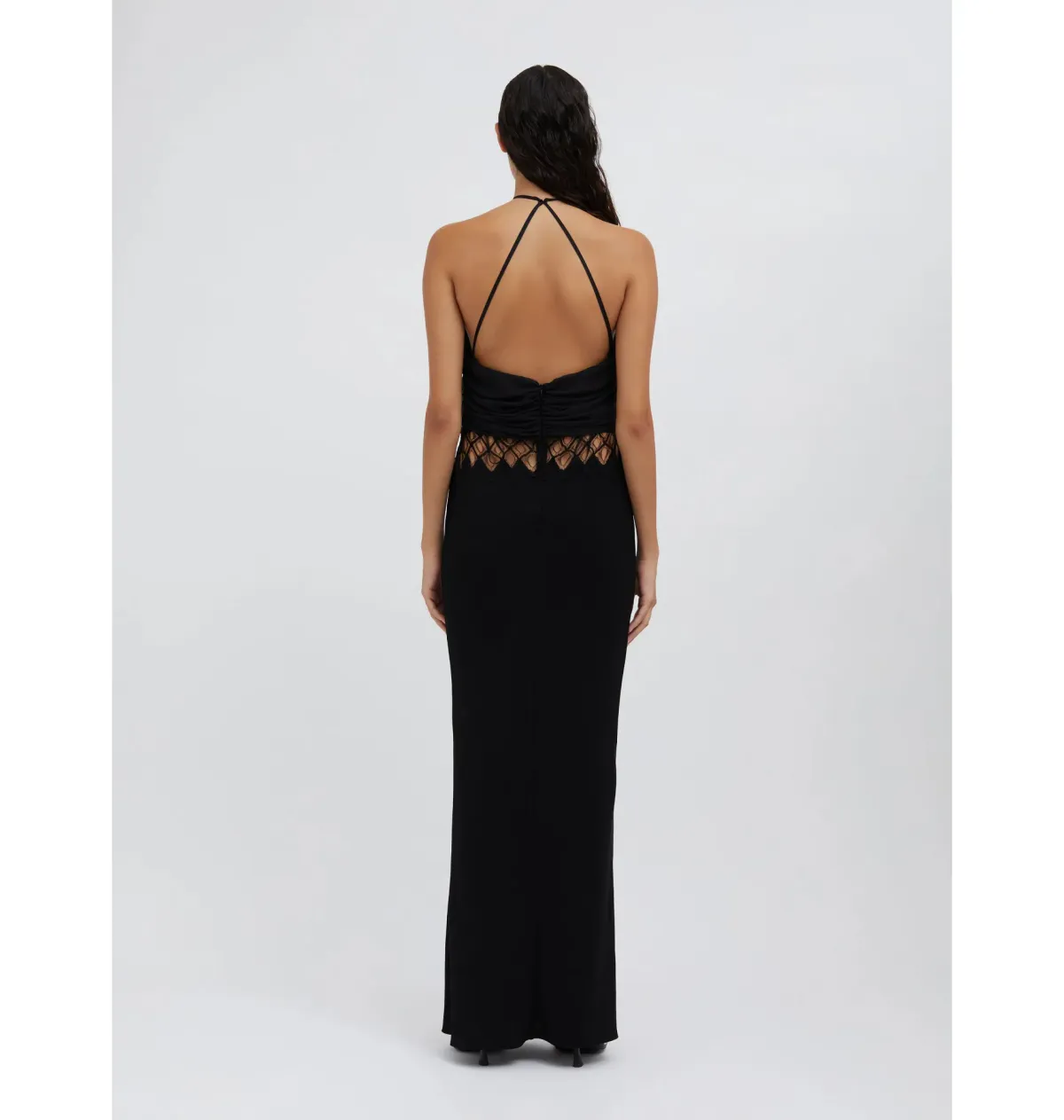 Christopher Esber Fluted Silk Column Dress Black Size AU 8 - Image 4