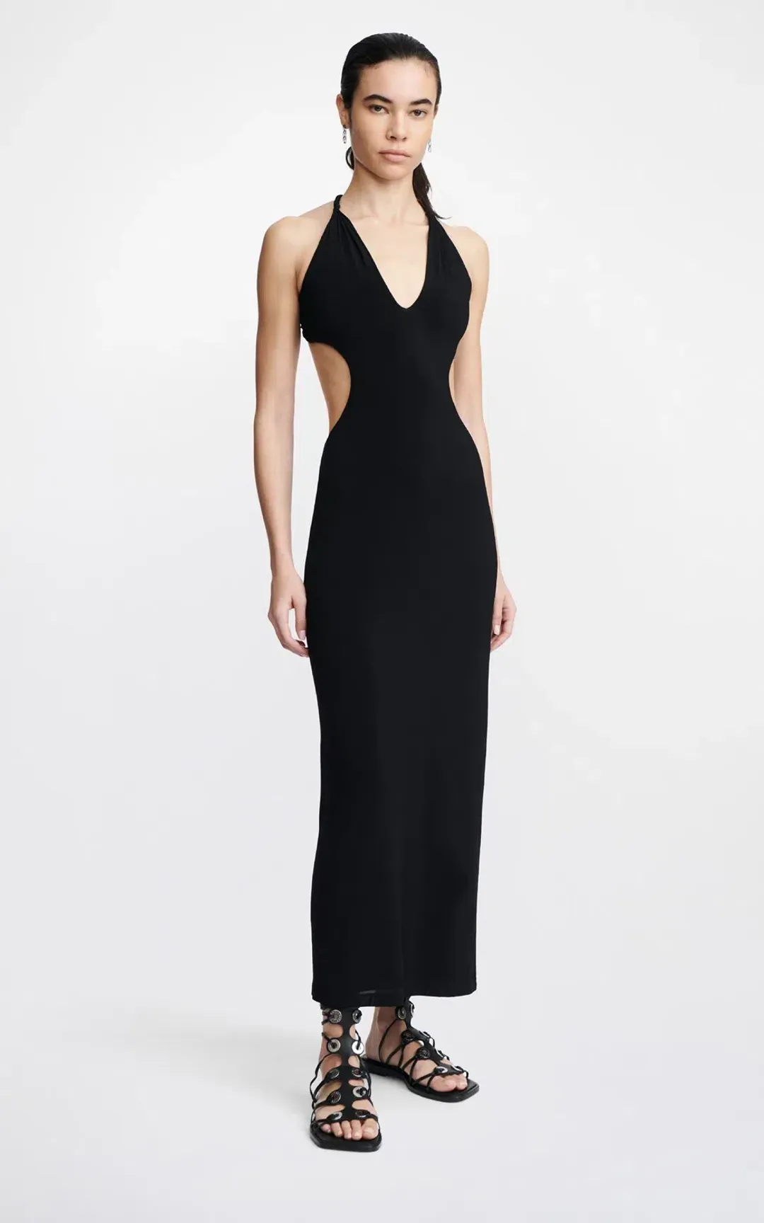 Dion Lee V Neck Rope Dress Black Size 10 for rent on The Volte - main image