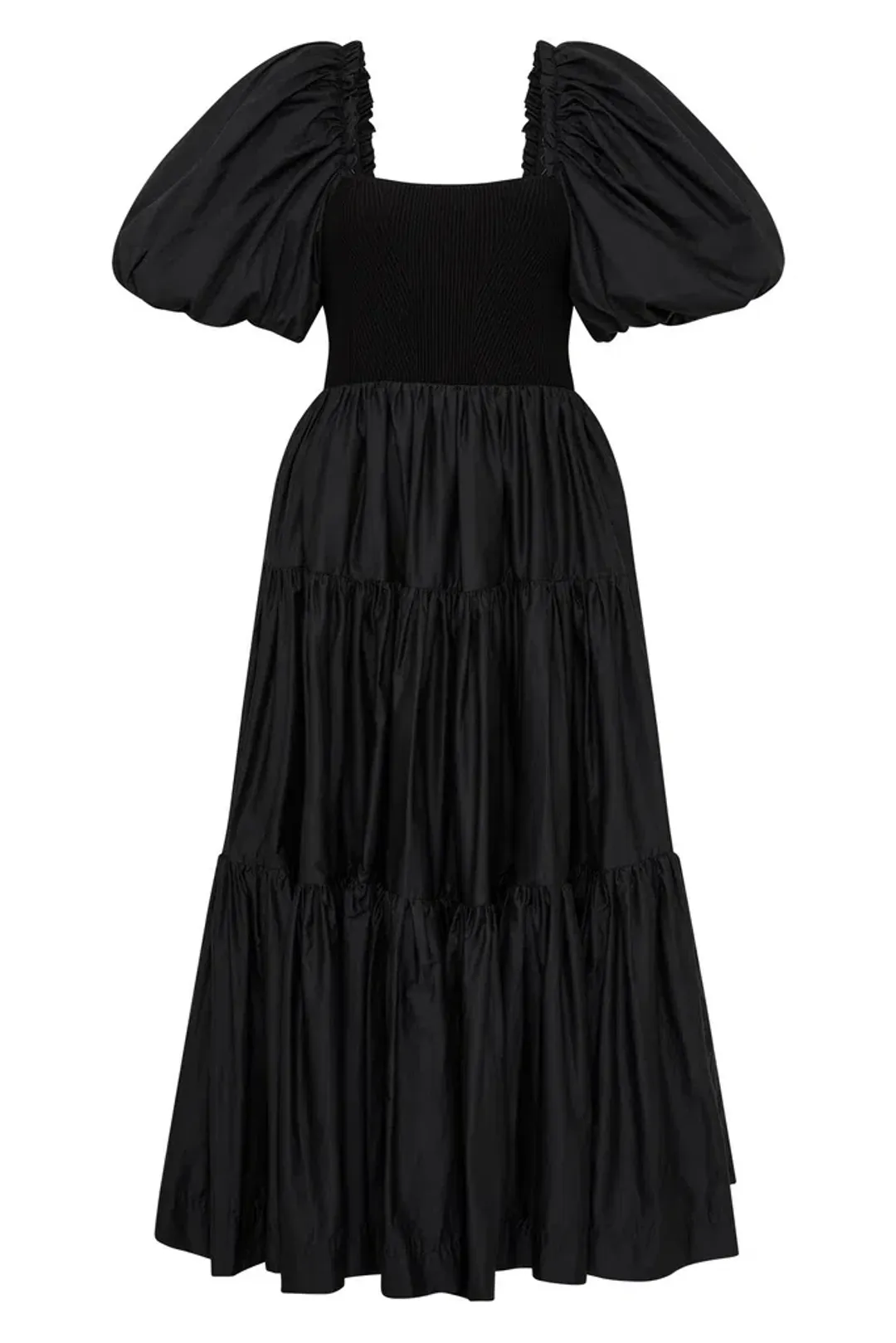 Aje Casa Puff Sleeve Midi Dress in Black Size 12 for rent on The Volte - main image