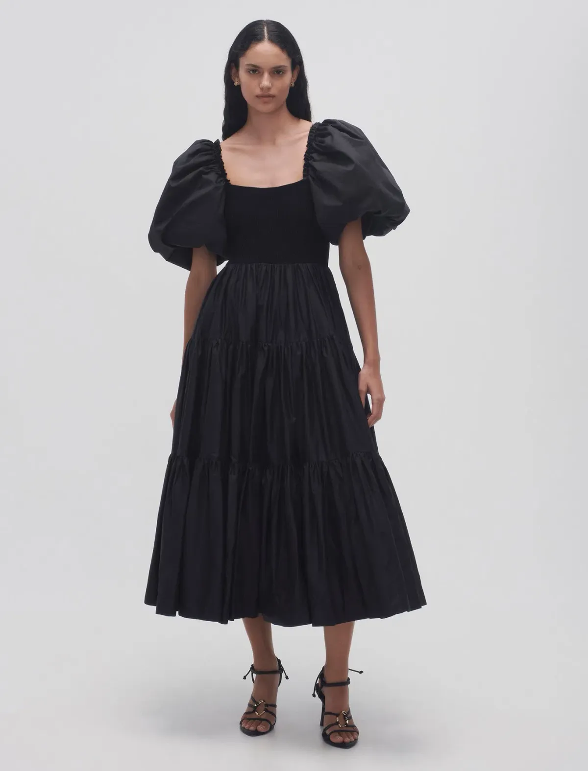 Aje Casa Puff Sleeve Midi Dress in Black Size 12 - Image 1