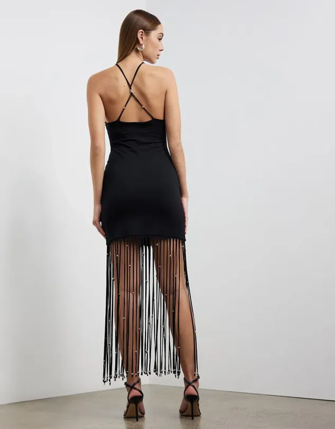 Rotate Birger Christensen Light Jersey Maxi Dress Black Size 10 for rent on The Volte - main image