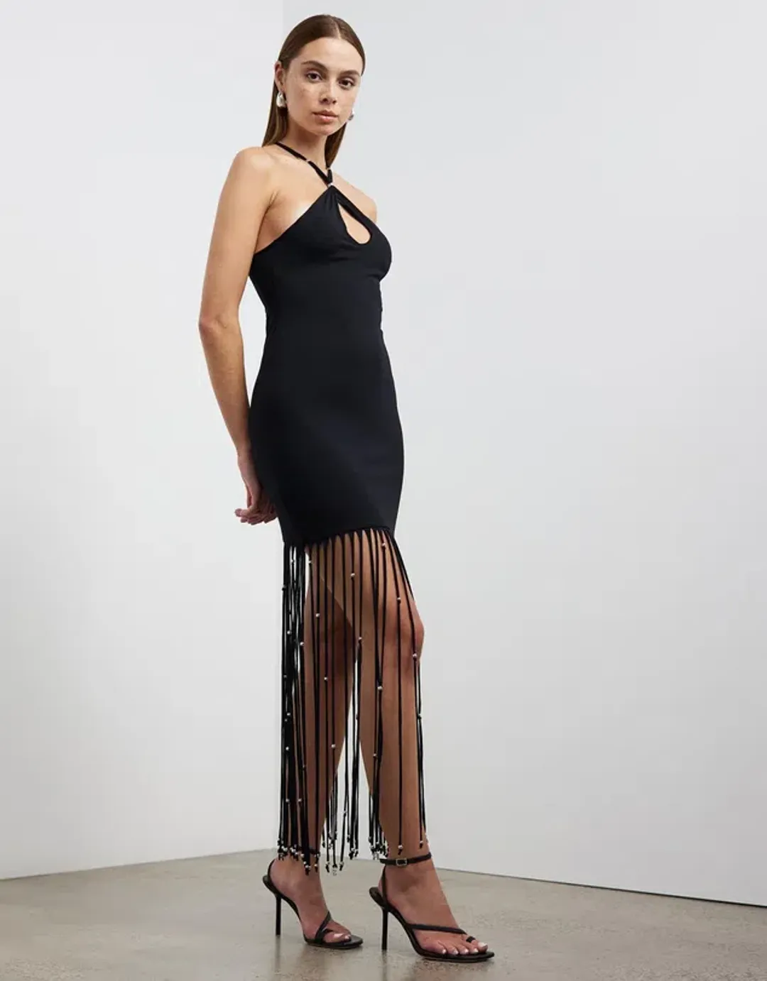 Rotate Birger Christensen Light Jersey Maxi Dress Black Size 10 for rent on The Volte - main image
