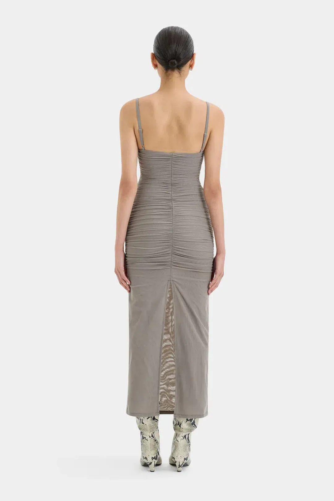 Sir the Label Jacques Gathered Midi Dress in Slate Grey Size 0 / XS/ AU 6 for rent on The Volte - main image