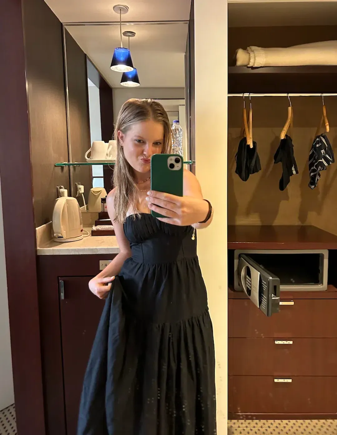 Morgan Strapless Ruched Midi Dress Size 6 for rent on The Volte - main image