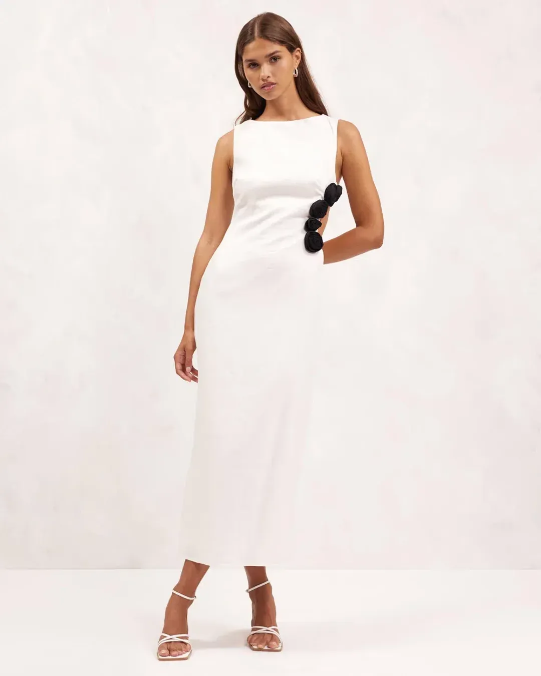 Aere Premium Rosette Midi Dress White Size AU 8 for rent on The Volte - main image