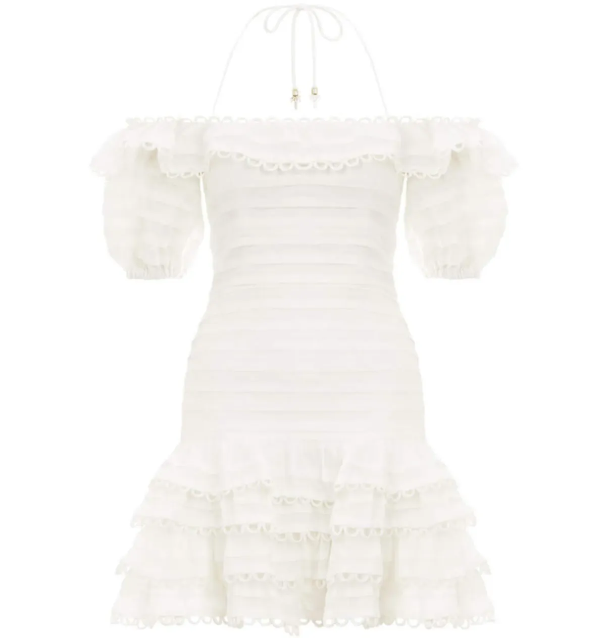 Zimmermann Allia Pintuck Short Dress Ivory Size 0P / AU 6 - Image 3