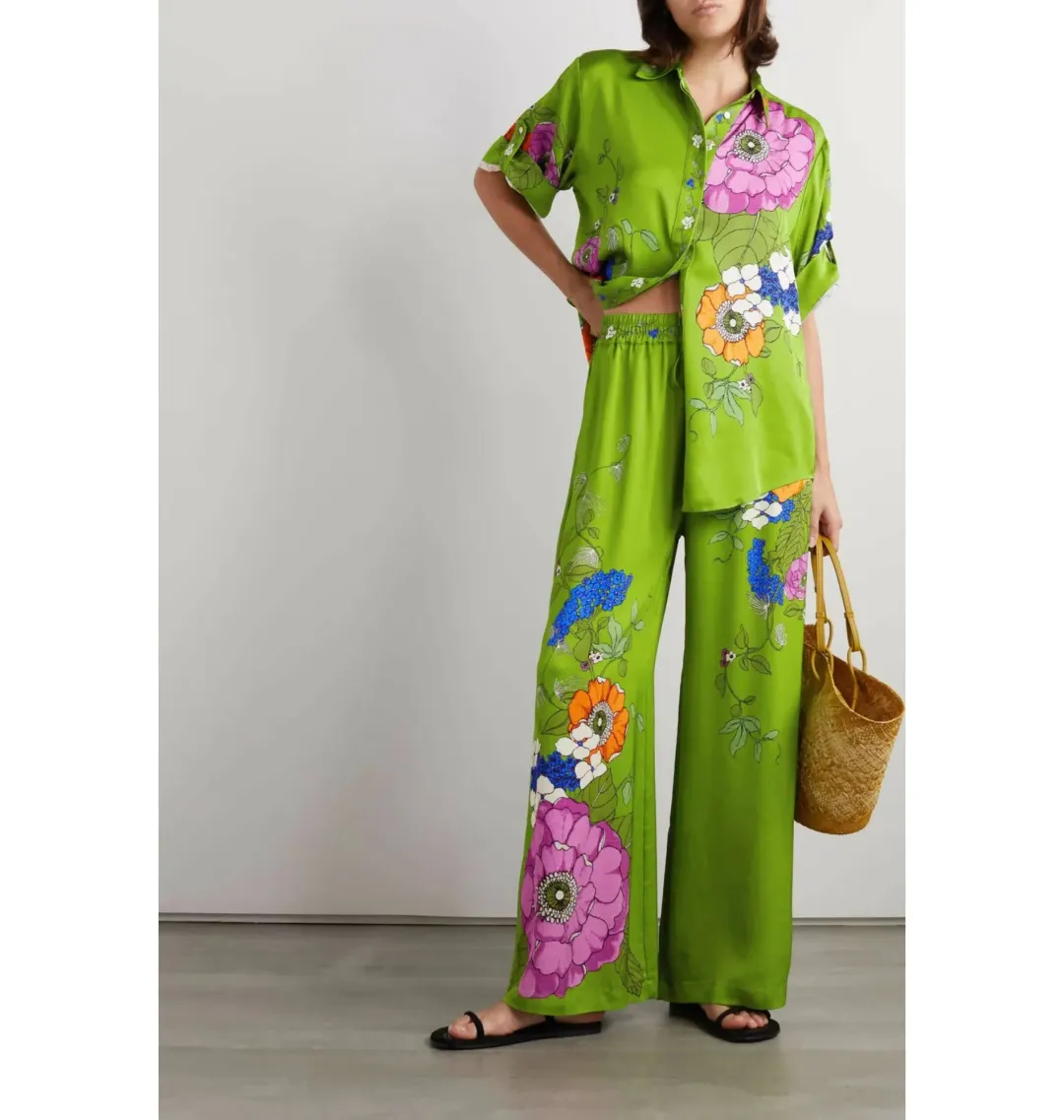 Alemais Olivia Shirt and Pant Set Green Print Size AU 14 for rent on The Volte - main image