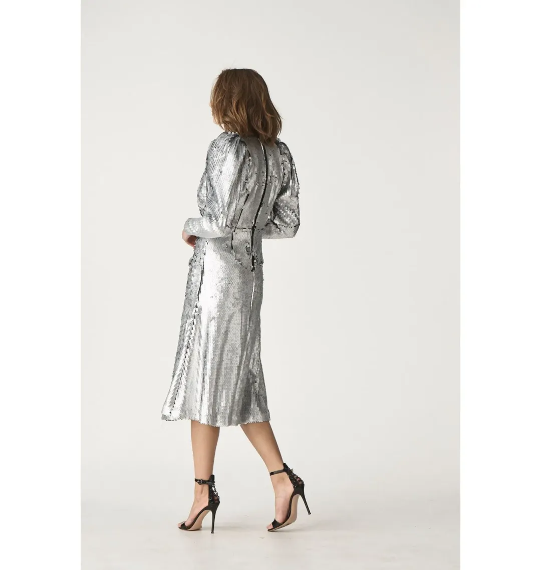 Rachel Gilbert Leopold Dress Silver Size 2 / AU 10 for rent on The Volte - main image