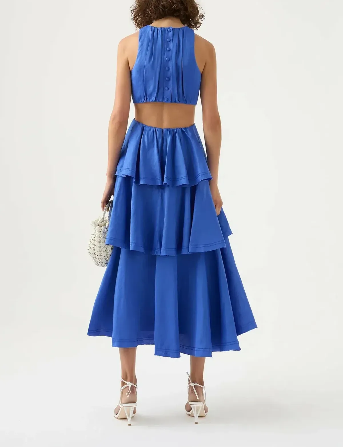 Aje Wave Cut Out Ring Midi Dress Marine Blue Size 8 - Image 3