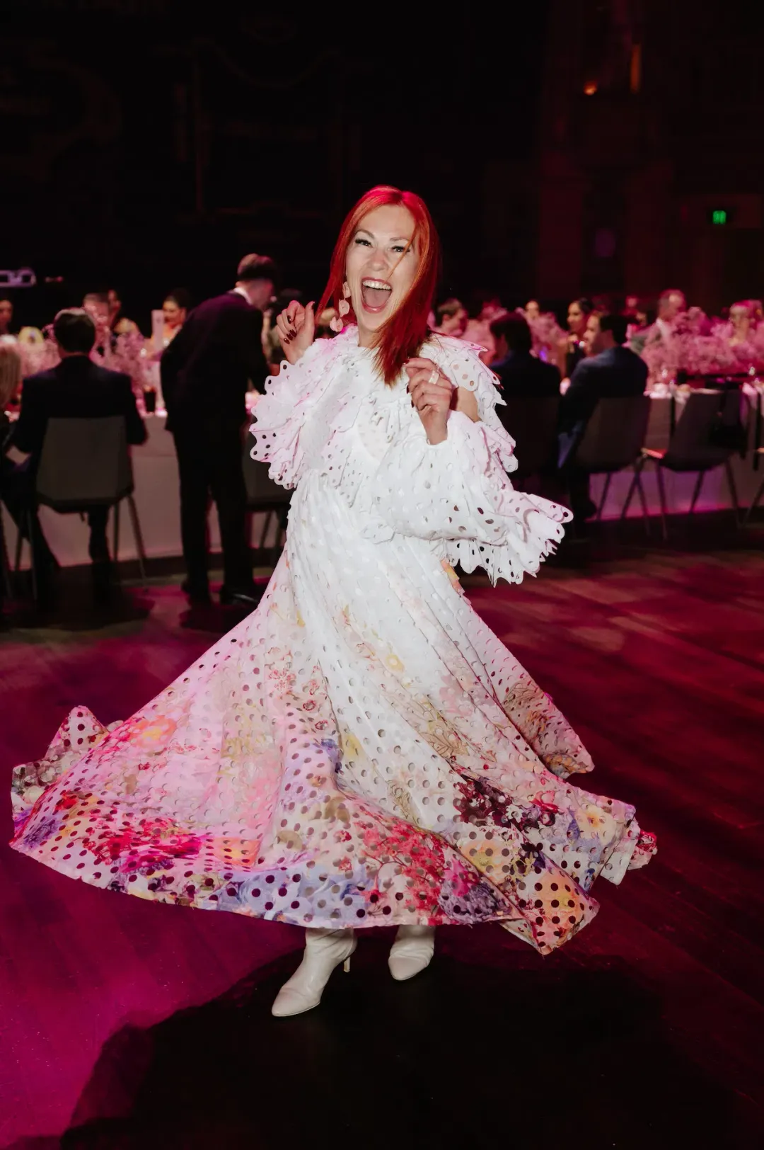 Zimmermann Prima Ruffled Laser Cut Gauze Gown Multi Floral Print Size 0 / AU 8 for rent on The Volte - main image