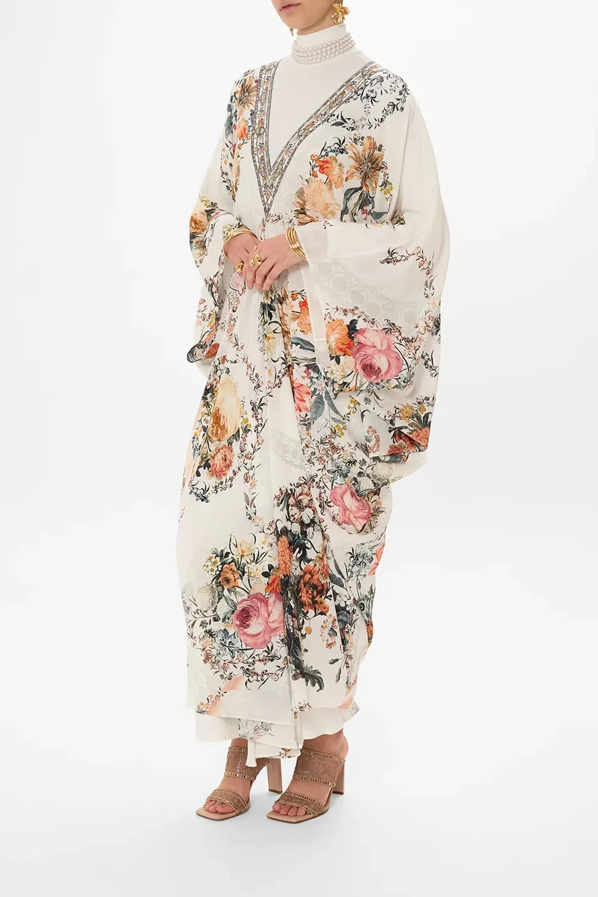 Camilla De Haar Memoirs T-Shape Long Kaftan Floral One Size - Image 2