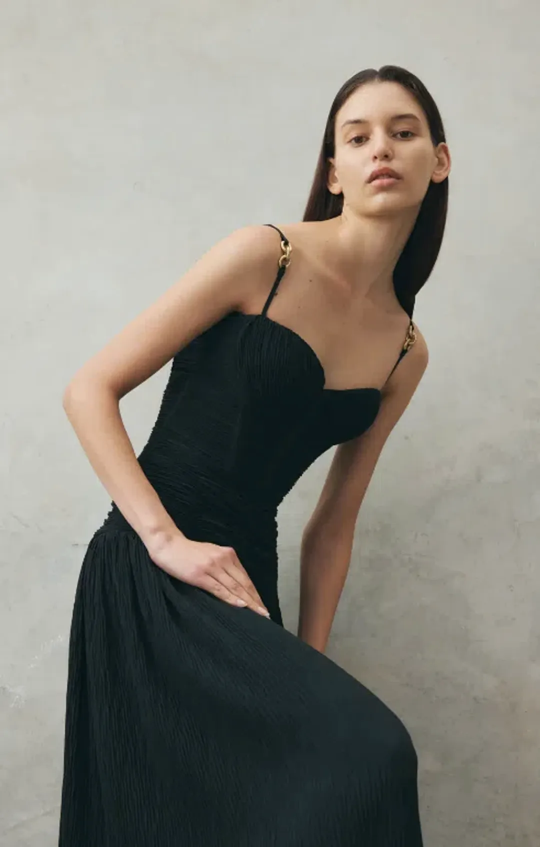 Manning Cartell Double Time Pleat Maxi Dress Black Size AU 6 for rent on The Volte - main image