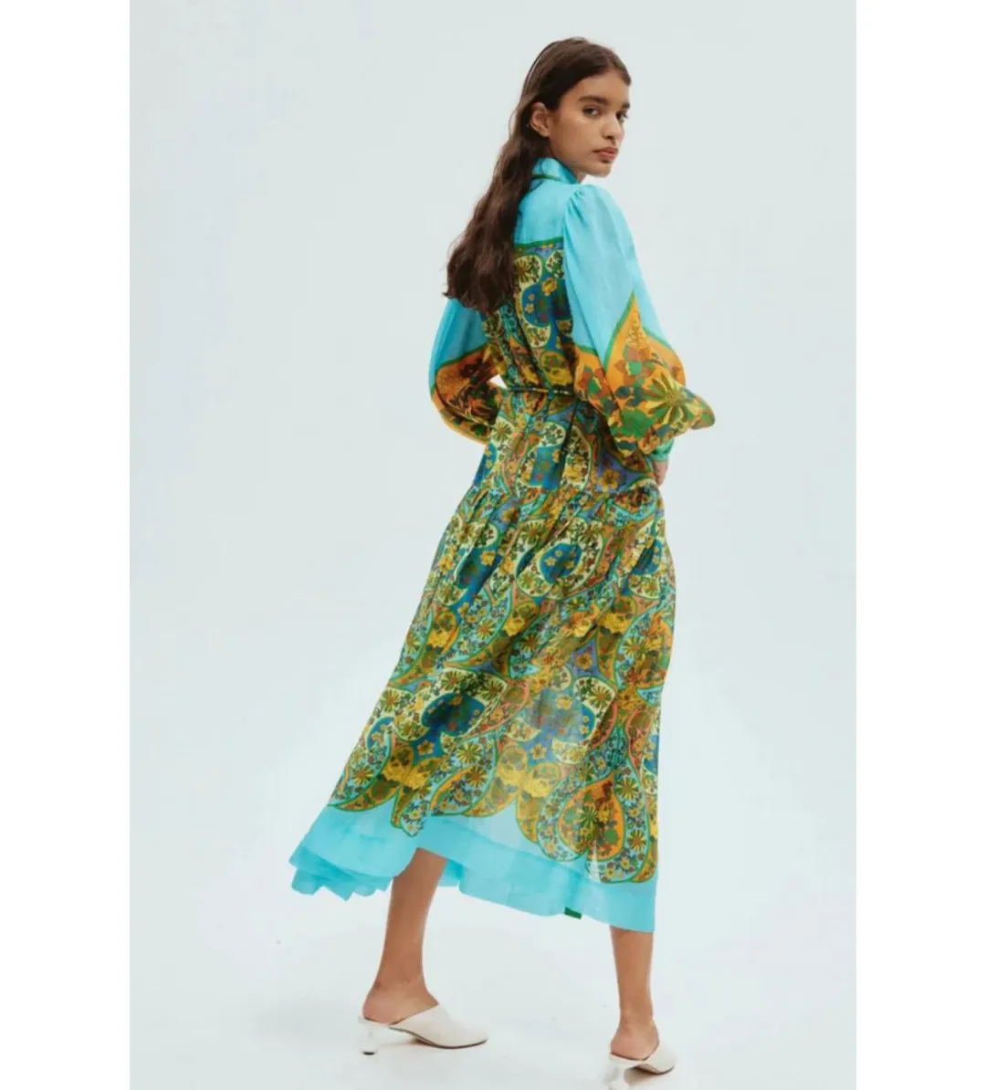 Alemais Sofie Midi Shirtdress Multi Floral Size 12 for rent on The Volte - main image