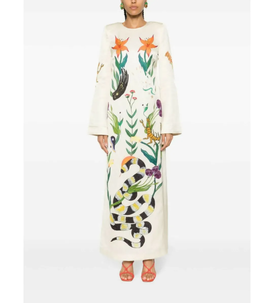 Alemais Zelda Midi Dress Champagne Multi/Print Size AU 16 for rent on The Volte - main image