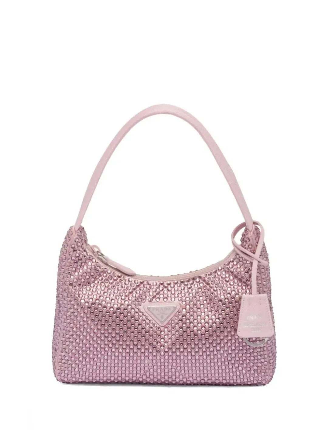 Prada Crystal Satin Mini Hobo Bag Pink for rent on The Volte - main image