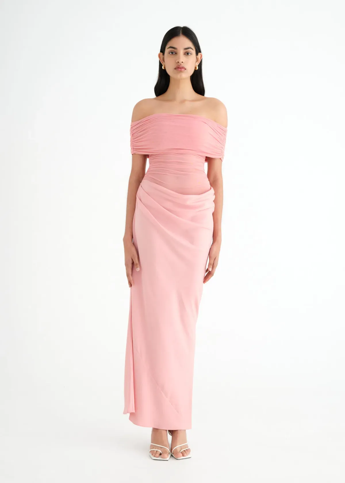 Benni Nico Off the Shoulder Maxi Dress Candyfloss Pink Size AU 6 - Image 1