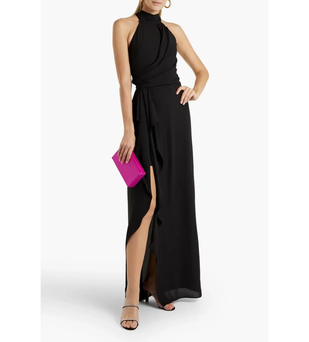 Halston Crepe Halter Neck Gown Black Size 12  - Image 1