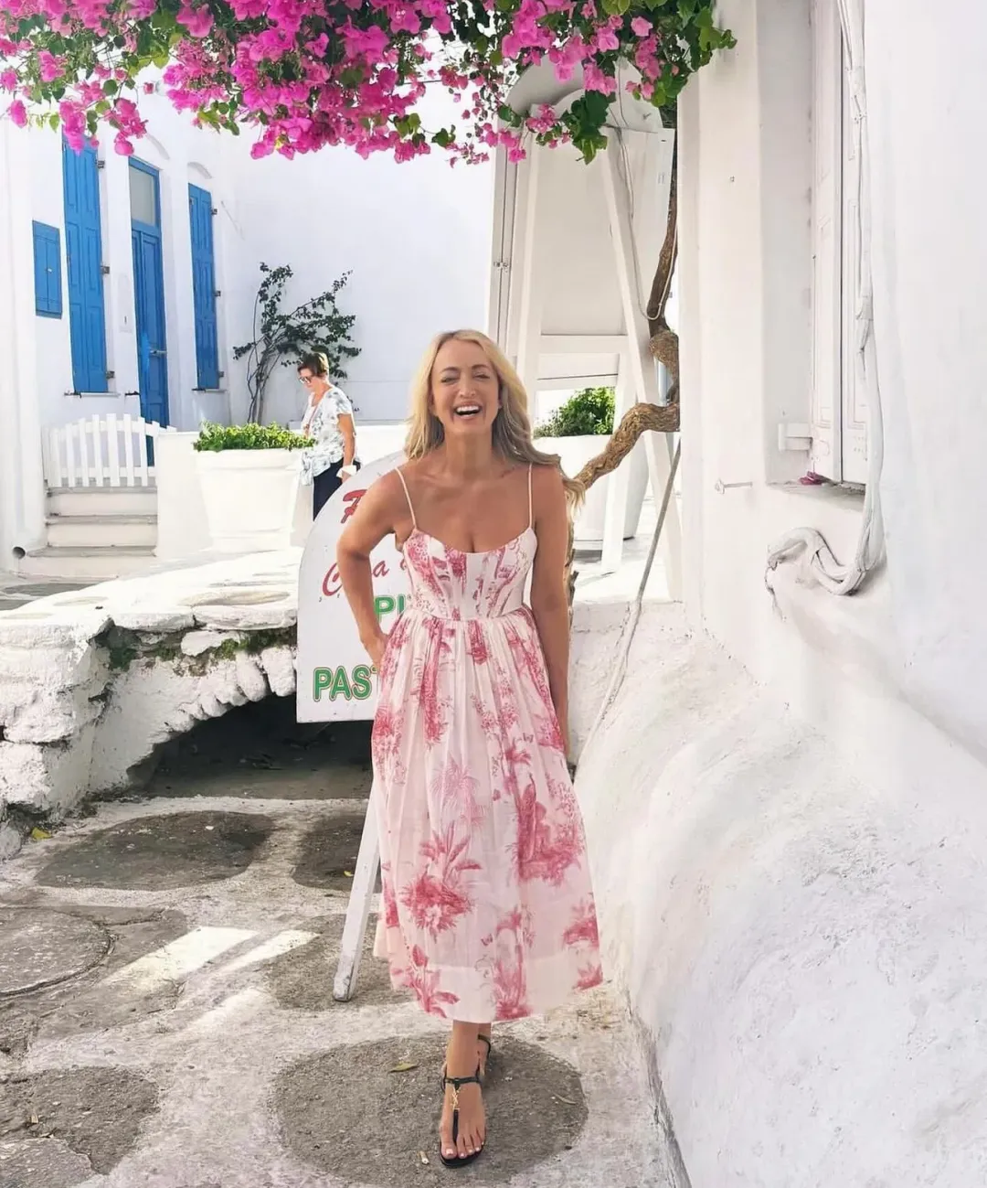 Zimmermann The Waverly Corset Midi Dress in Pink Palm Size 2 / Au 12 for rent on The Volte - main image