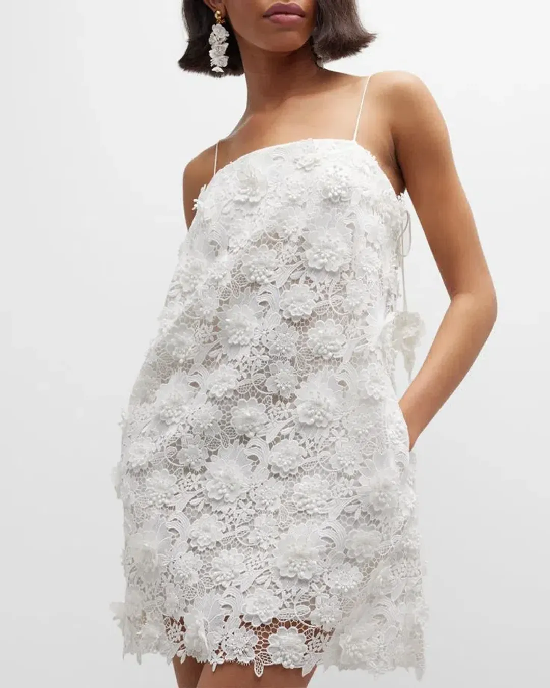 Zimmermann Raie Lace Flower Mini Dress Ivory Size 0P / AU 6P for rent on The Volte - main image