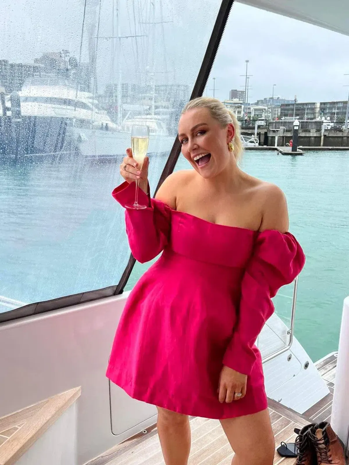 Aje Baret Sleeved Mini Dress Hot Pink Size 14 - Image 1