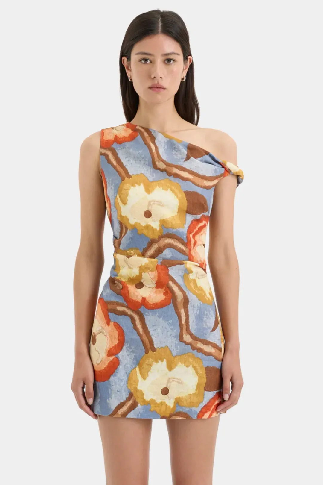 Sir The Label Avery Twist Mini Dress Camellia Floral Print Size 1 / AU 8 for rent on The Volte - main image