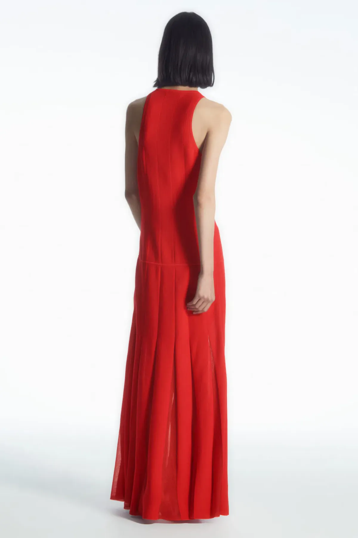 COS Pleated Racer Neck Maxi Dress Red Size 8 - Image 2