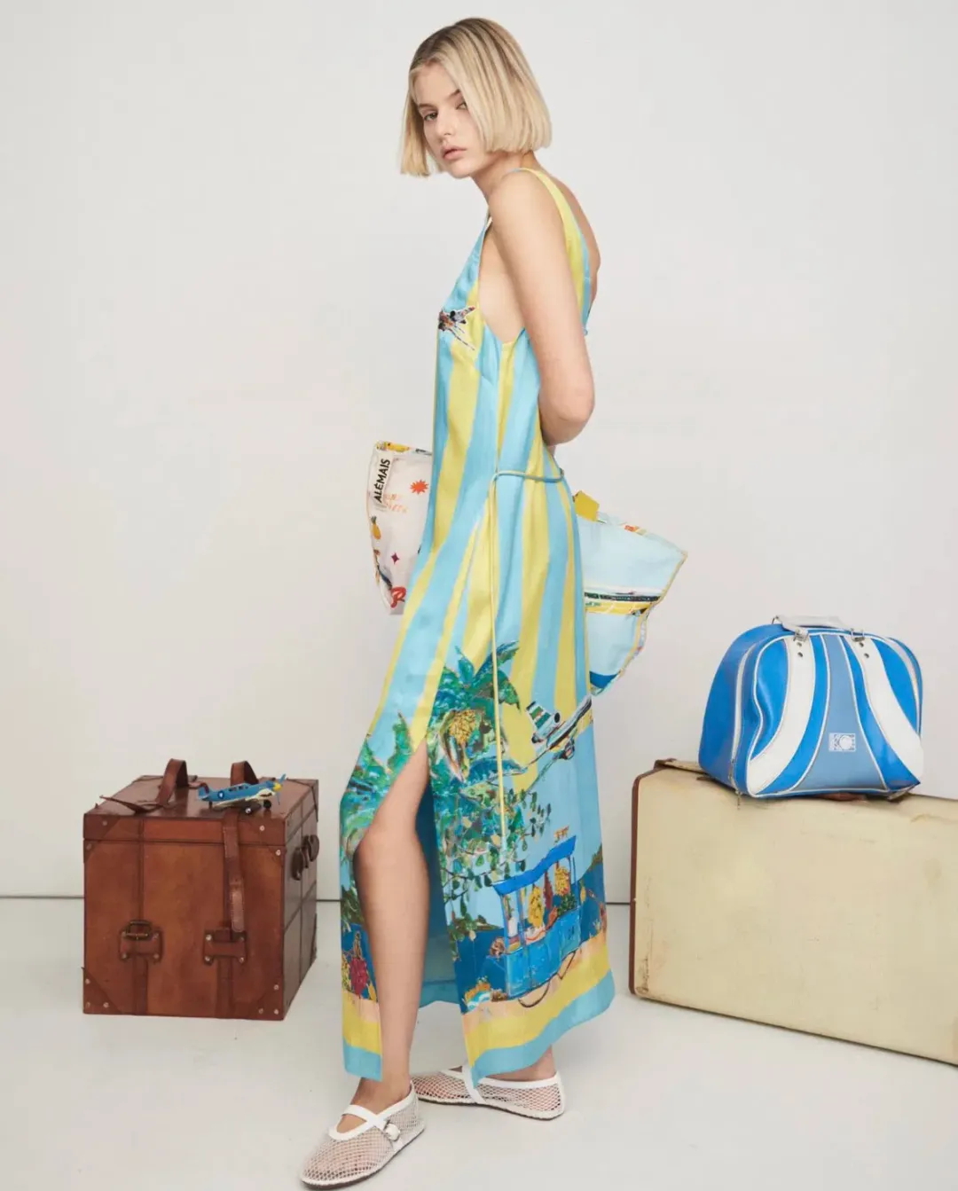 Alemais All Aboard Sleeveless Midi Dress Multi Size 14 for rent on The Volte - main image