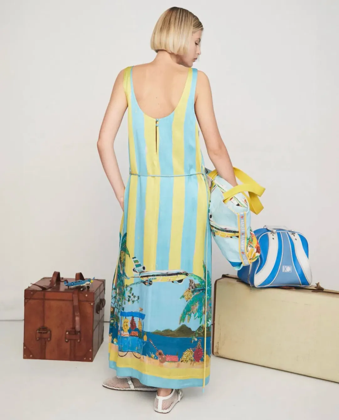Alemais All Aboard Sleeveless Midi Dress Multi Size 14 for rent on The Volte - main image