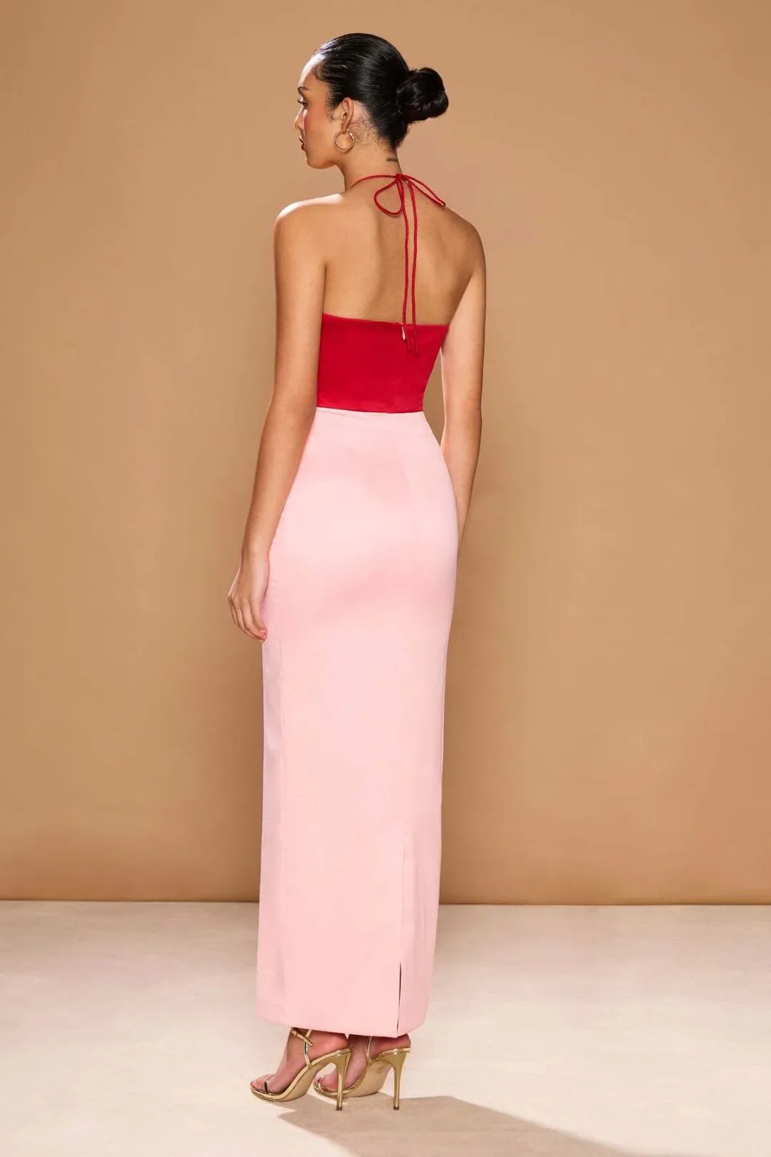 Sonya Moda Siena Spliced Midi Dress Red/Pink Size 10 for rent on The Volte - main image