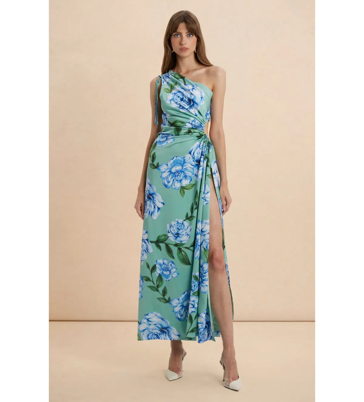Sonya Moda Nour Azzuro Verde Dress Azzuro Verde Botanico Print Size 16 - Image 1