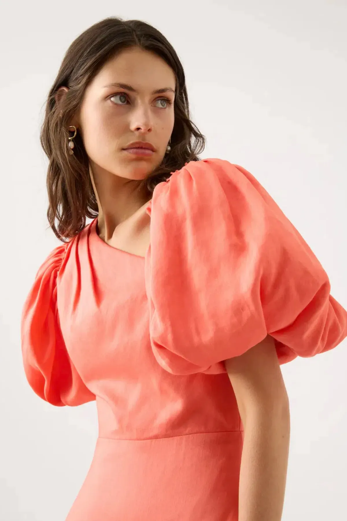 AJE Maia Off Shoulder Midi Dress Coral Orange  Size 16  - Image 2