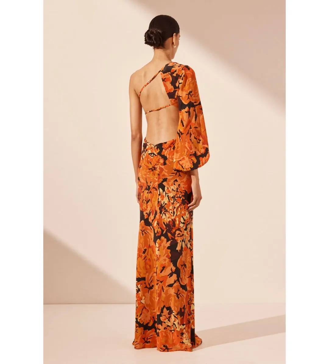 Shona Joy Santos Silk One Shoulder Open Back Maxi Dress Santos Size 10 for rent on The Volte - main image