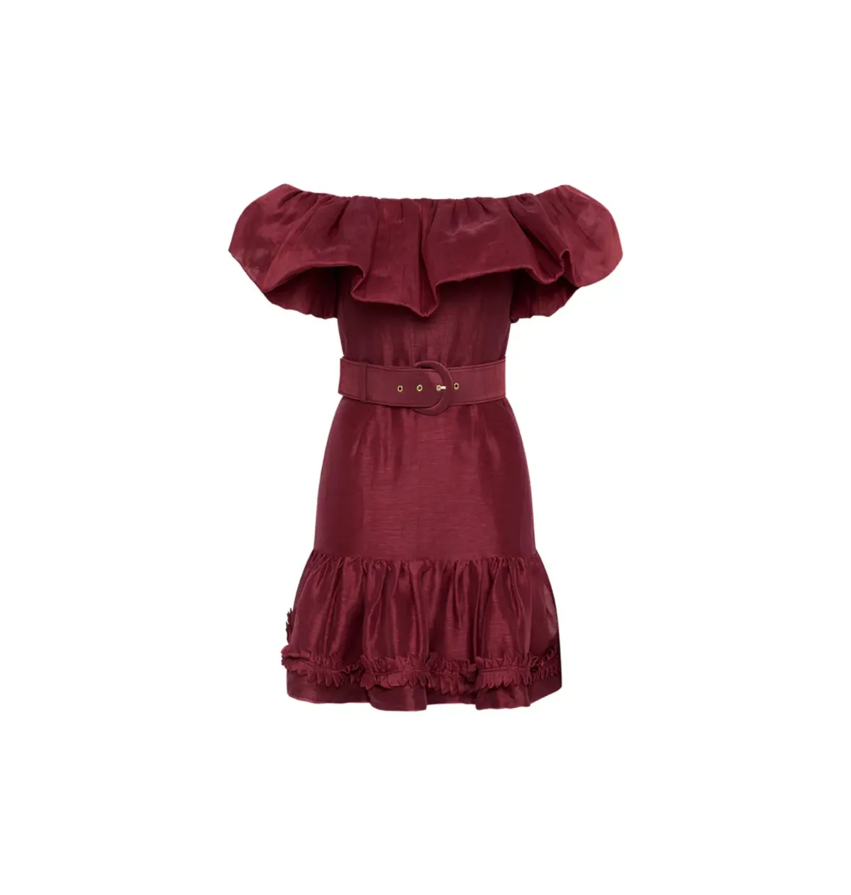 Rebecca Vallance Bordeaux Off Shoulder Mini Dress Burgundy Size AU 12 - Image 4
