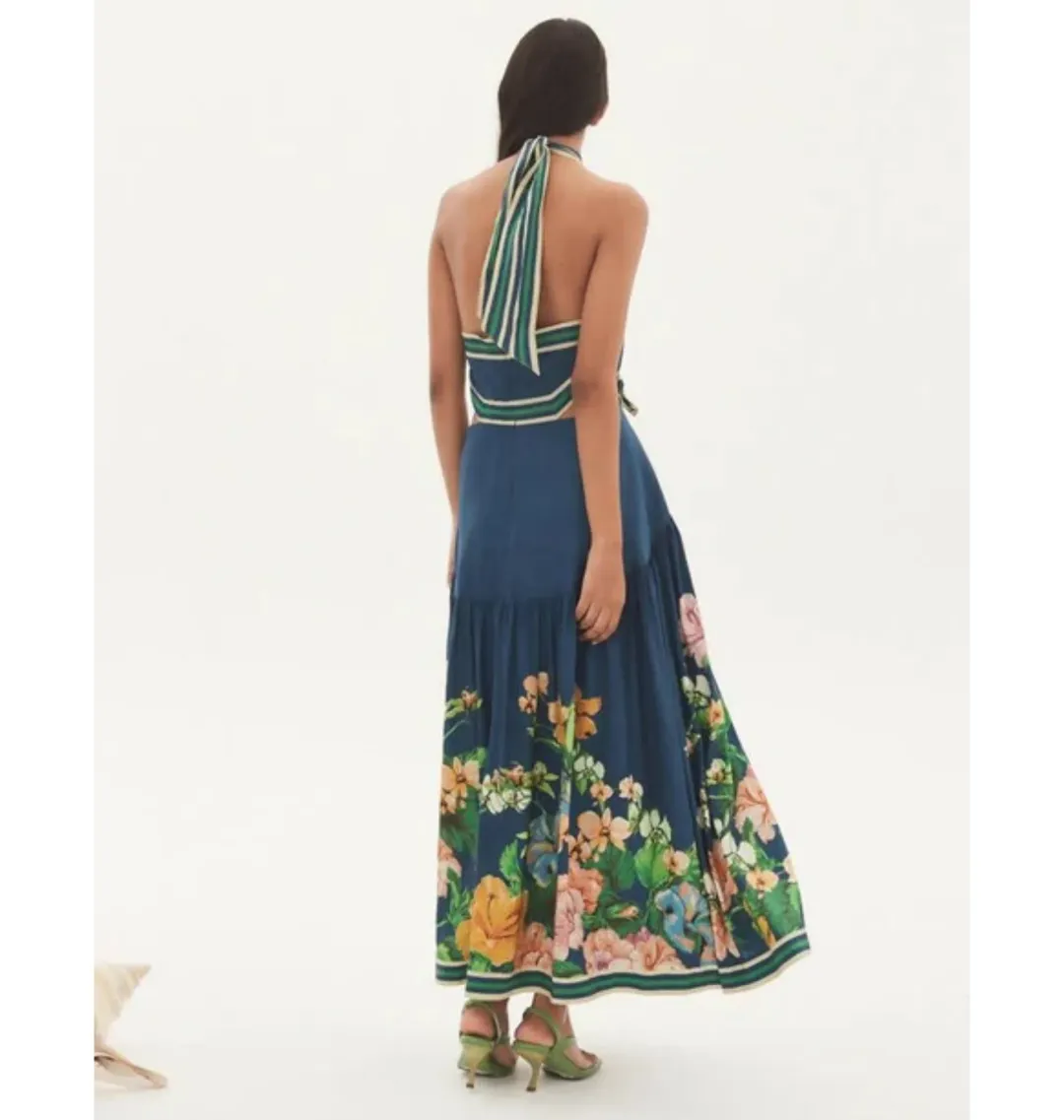 Alemais Lyla Halter Midi Dress Royal Blue Size AU 4 for rent on The Volte - main image