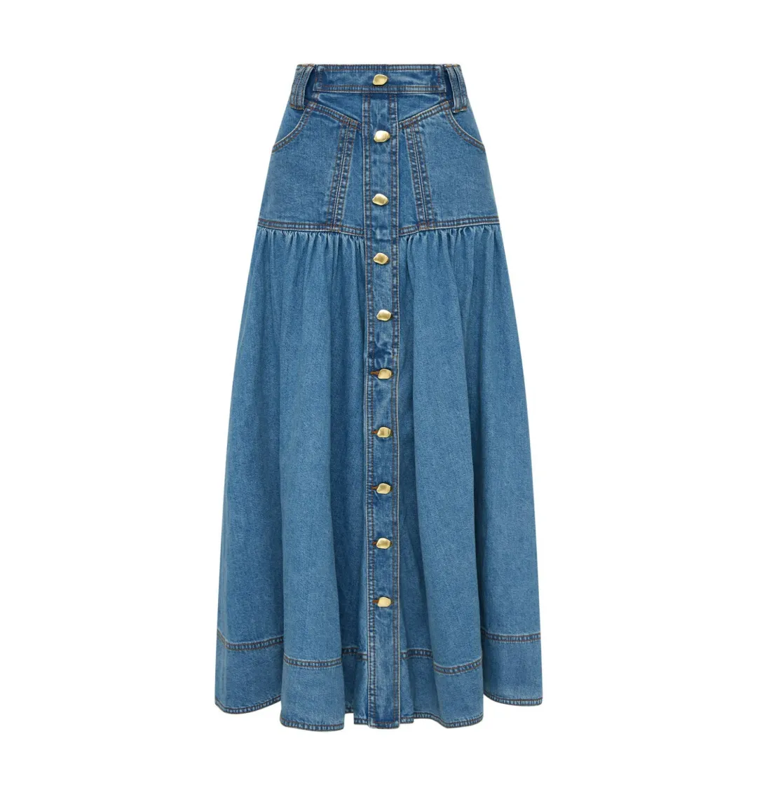 Aje Belmond Denim Midi Skirt 90's Wash Size AU 4 for rent on The Volte - main image