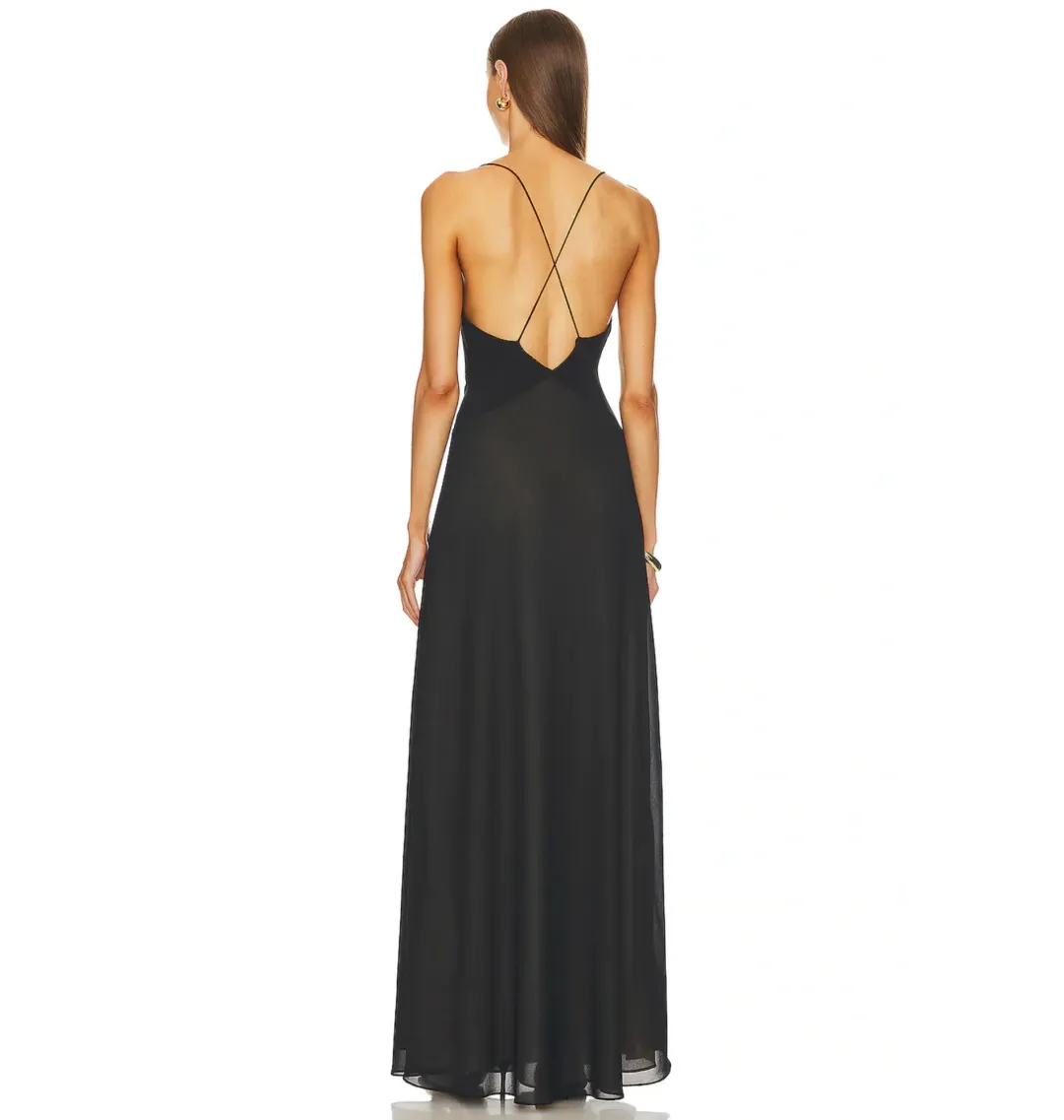 Helsa Sheer Deep V Maxi Dress Black Size S / AU 8 for rent on The Volte - main image