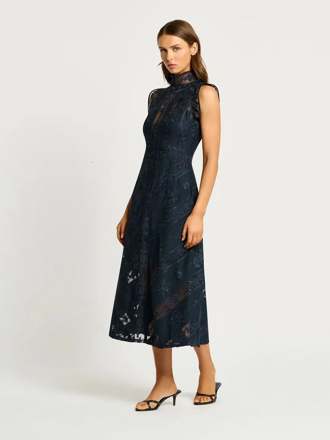 Moss and Spy Graceful Kristen Midi Dress Midnight Size AU 12 for rent on The Volte - main image
