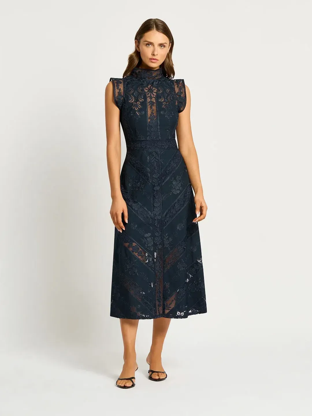 Moss and Spy Graceful Kristen Midi Dress Midnight Size AU 12 for rent on The Volte - main image