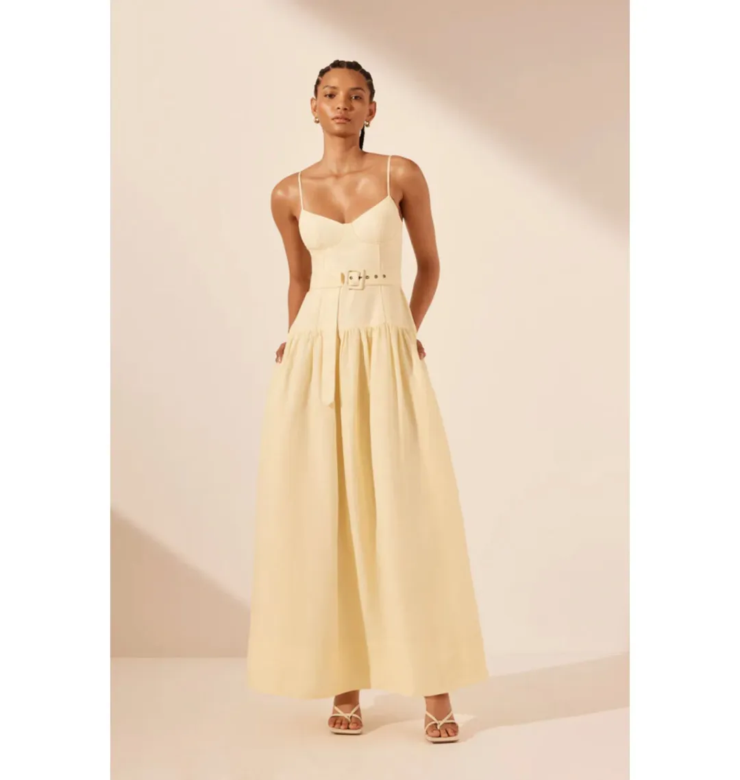 Shona Joy Limon Panelled Bustier Maxi Dress in Lemonade Size AU 8 for rent on The Volte - main image
