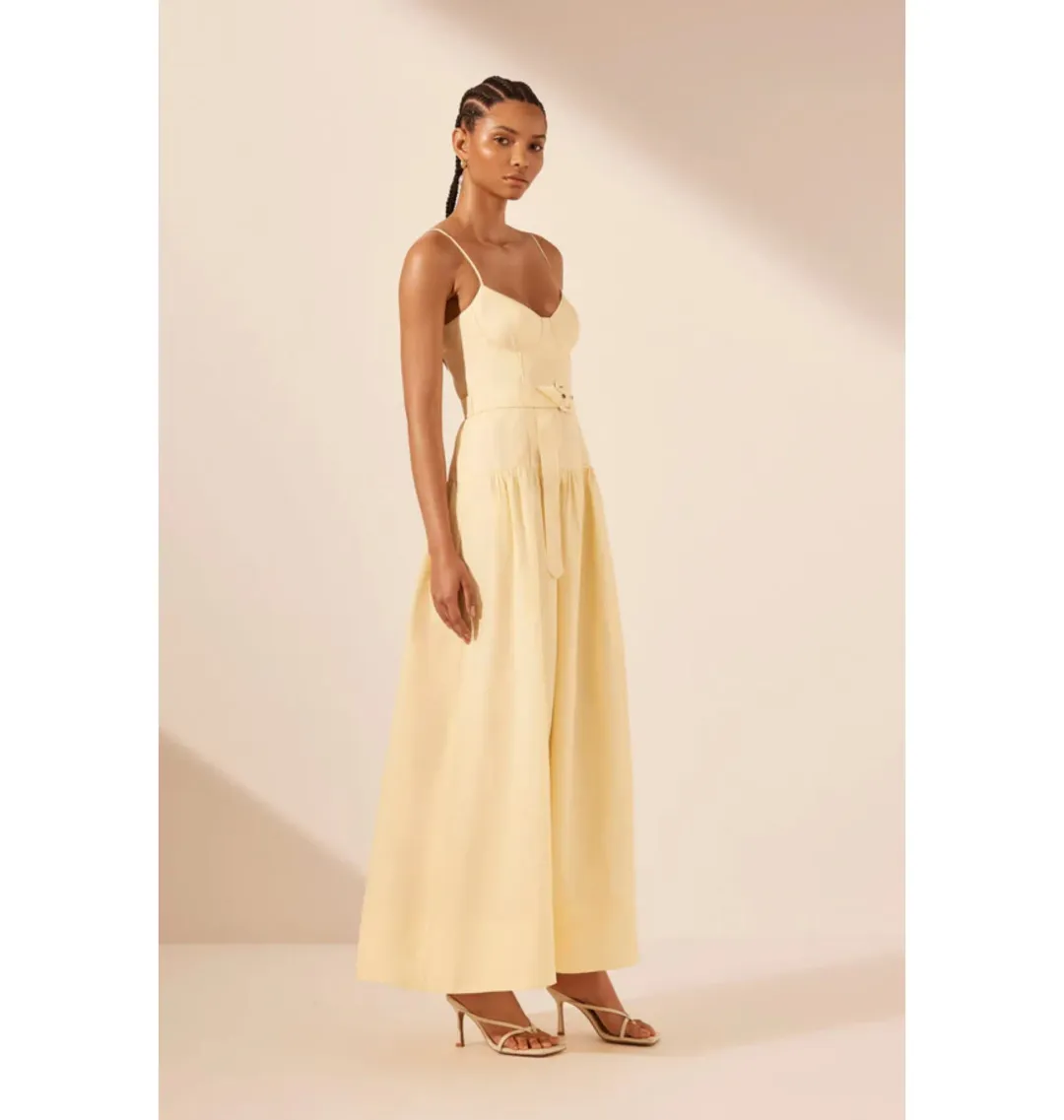 Shona Joy Limon Panelled Bustier Maxi Dress in Lemonade Size AU 8 for rent on The Volte - main image