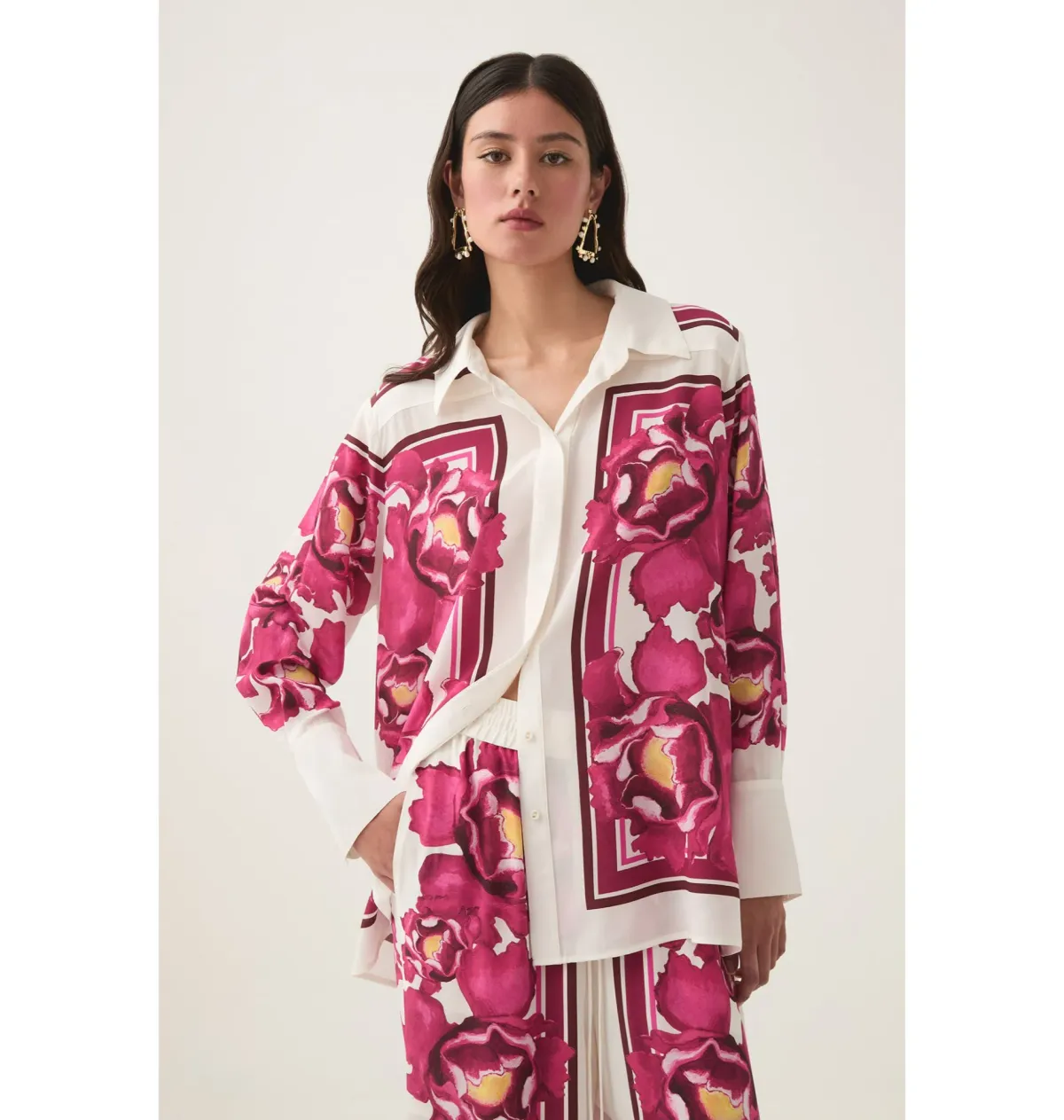 Aje Atomic Silk Shirt and Relaxed Pants Set Boldly Blooming Size AU 10 - Image 2