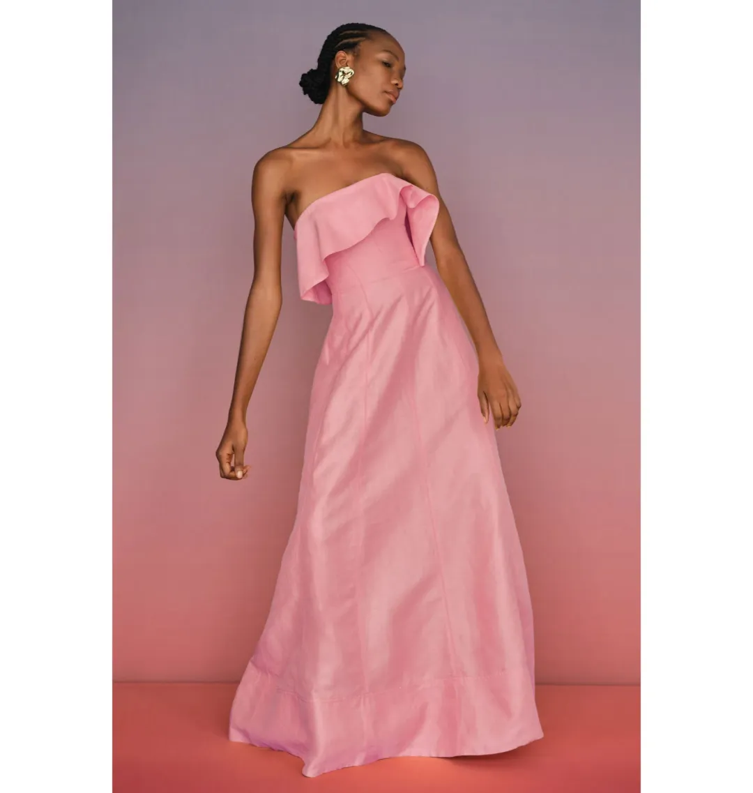 Aje Shallows Strapless Gown Bon Bon Pink Size AU 10 for rent on The Volte - main image